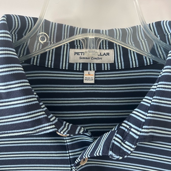 Peter Millar Navy and White Striped Polo - Picture 2 of 3